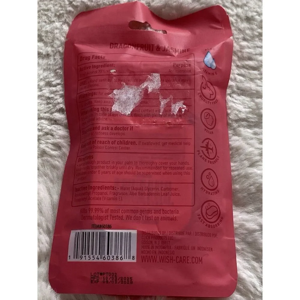 Wish Scented Hand Sanitizer Spray 1.5 Fl‎ Oz Dragonfruit And Jasmine Hydrating
